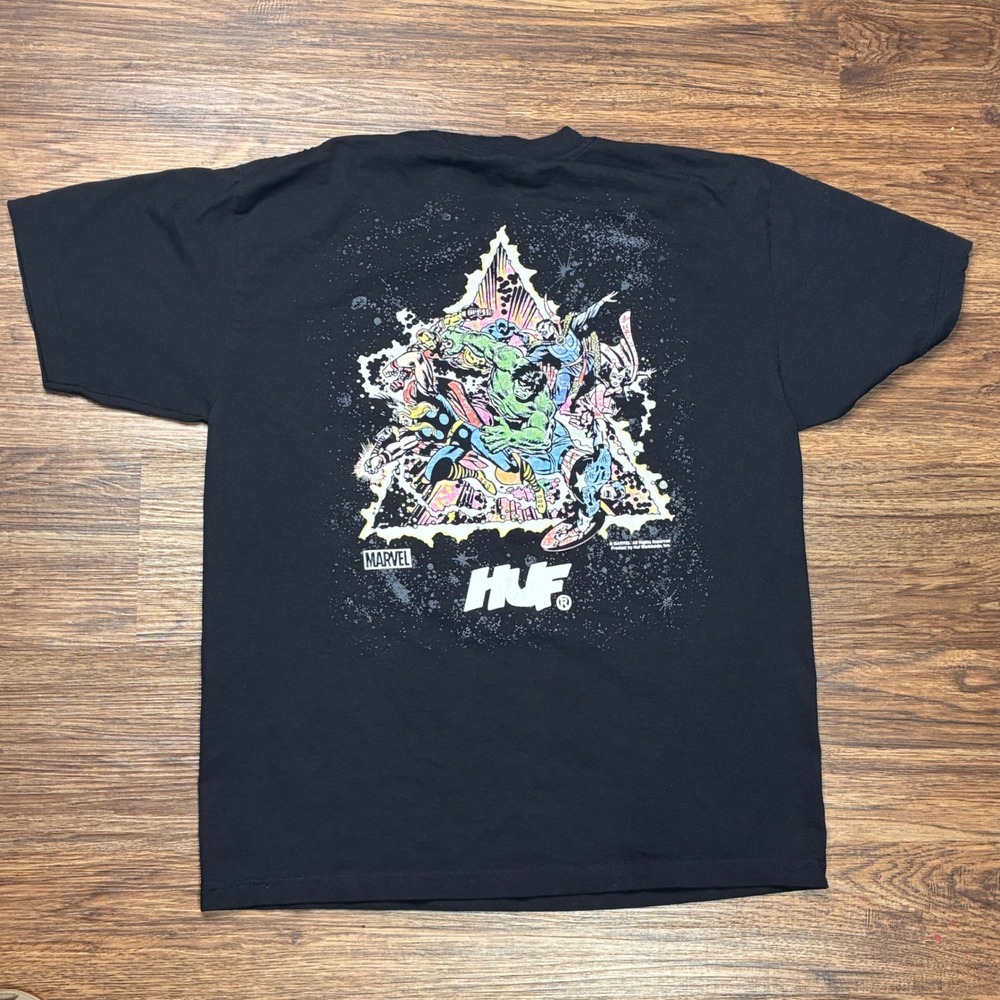 Marvel x HUF Avengers Comic Graphic T-Shirt Black Men's Large